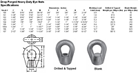 Drop Forged Heavy Duty Eye Nuts <BR> Blank or Drilled & Tapped <BR> Self-Colored 2